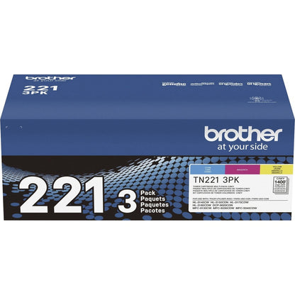Cartouche de toner laser d'origine Brother TN221 à rendement standard - Multipack - Cyan, Magenta, Jaune - 3 / Boîte TN221 3PK
