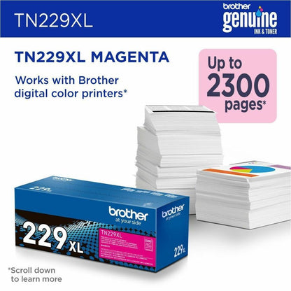 Cartouche de toner laser haute capacité d'origine Brother - Magenta - 1 unité TN229XLM