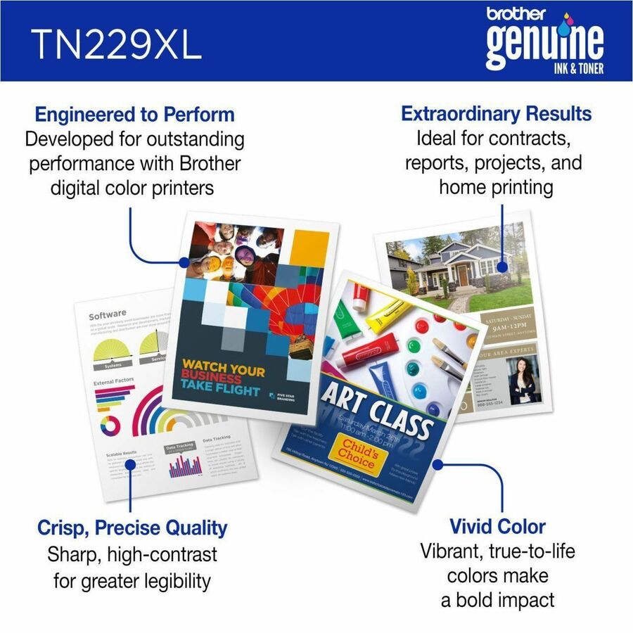 Cartouche de toner laser haute capacité d'origine Brother - Magenta - 1 unité TN229XLM
