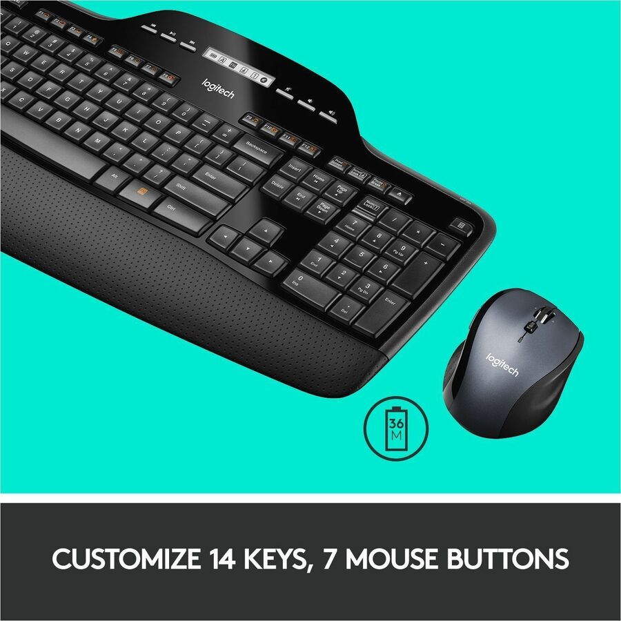 Ensemble clavier et souris sans fil Logitech MK710 pour Windows, technologie sans fil avancée 2,4 GHz, souris sans fil, touches multimédias, autonomie de la batterie de 3 ans, PC/Mac 920-002416