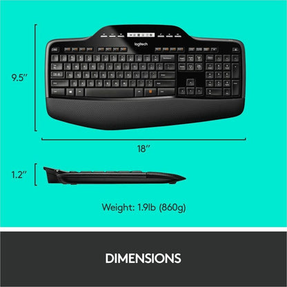 Ensemble clavier et souris sans fil Logitech MK710 pour Windows, technologie sans fil avancée 2,4 GHz, souris sans fil, touches multimédias, autonomie de la batterie de 3 ans, PC/Mac 920-002416
