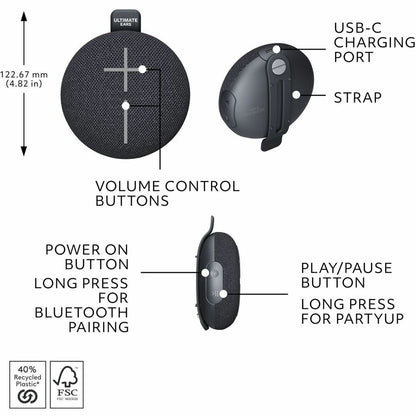 Logitech UE Mini Roll Portable Speaker System - Black 984-002015