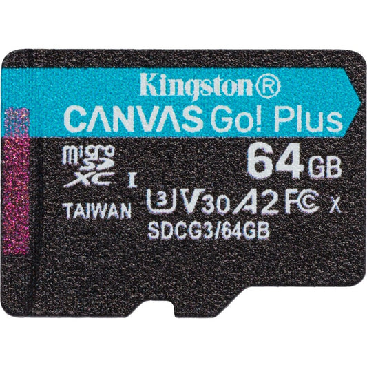Carte microSDXC Kingston Canvas Go! Plus SDCG3 64 Go Classe 10/UHS-I (U3) SDCG3/64GBSP