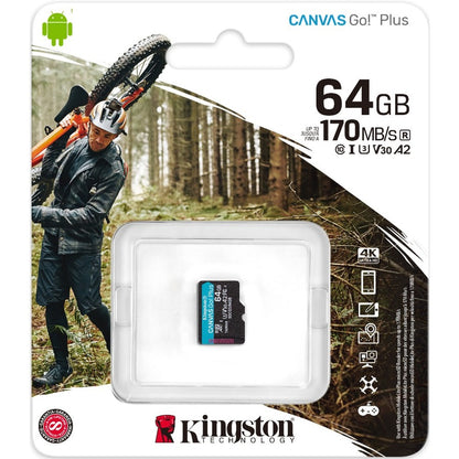 Carte microSDXC Kingston Canvas Go! Plus SDCG3 64 Go Classe 10/UHS-I (U3) SDCG3/64GBSP