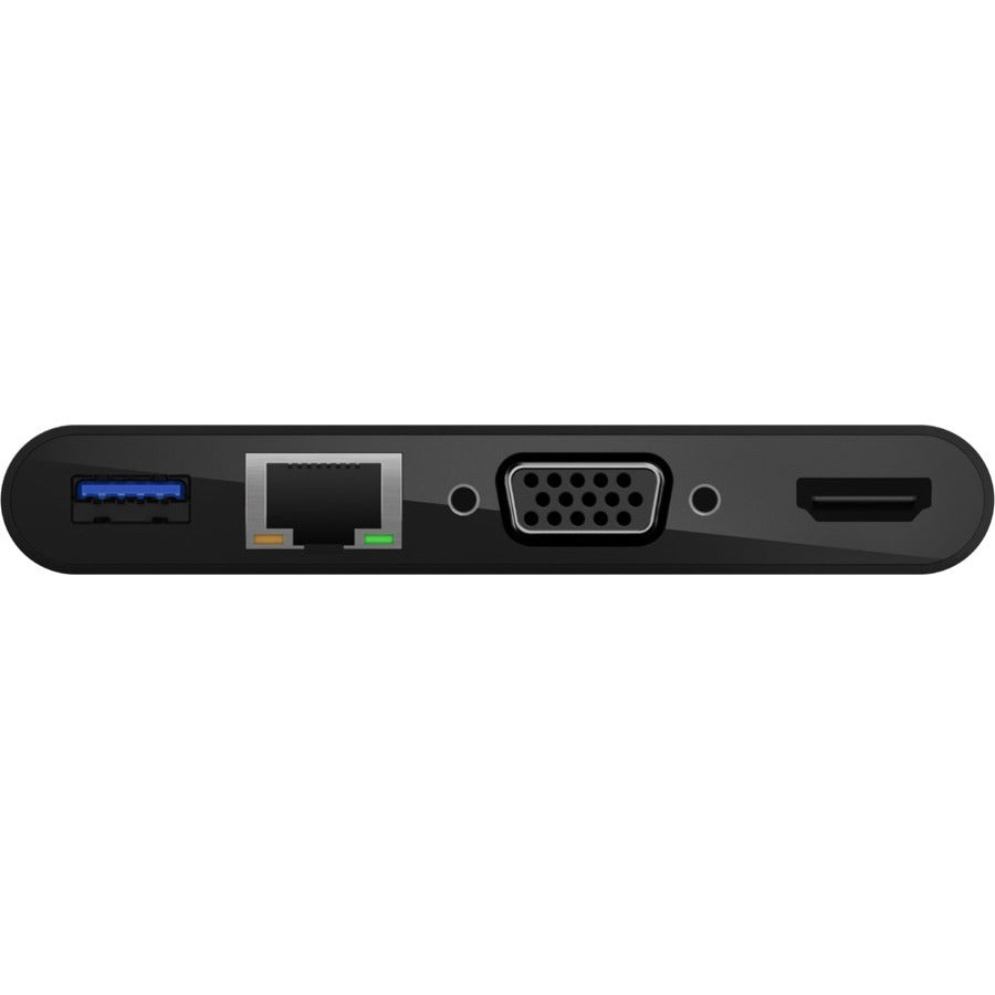 Adaptateur multiport USB-C Belkin, USB-C vers HDMI - USB A 3.0 - VGA - Ethernet, jusqu'à une résolution 4K AVC005BTBK