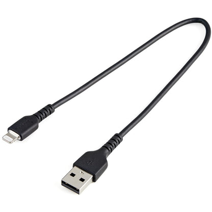 Câble USB-A vers Lightning noir durable de 30 cm de StarTech.com, câble de charge/synchronisation robuste et résistant pour Apple iPhone/iPad certifié MFi RUSBLTMM30CMB