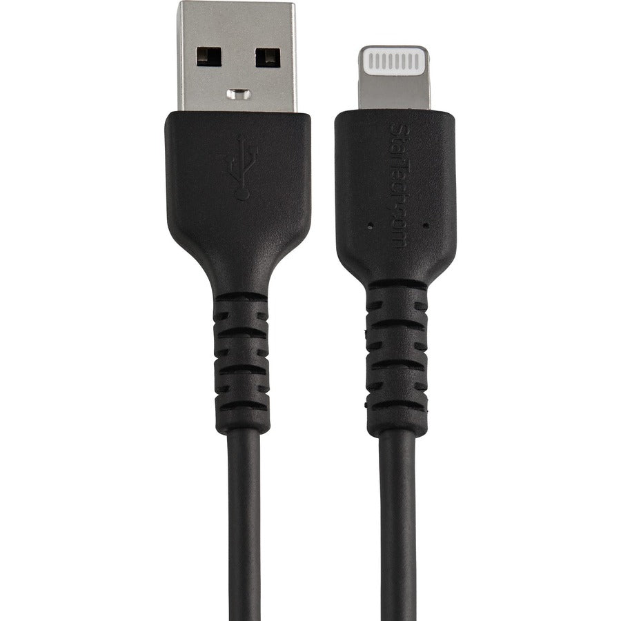 Câble USB-A vers Lightning noir durable de 30 cm de StarTech.com, câble de charge/synchronisation robuste et résistant pour Apple iPhone/iPad certifié MFi RUSBLTMM30CMB