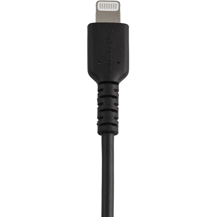Câble USB-A vers Lightning noir durable de 30 cm de StarTech.com, câble de charge/synchronisation robuste et résistant pour Apple iPhone/iPad certifié MFi RUSBLTMM30CMB