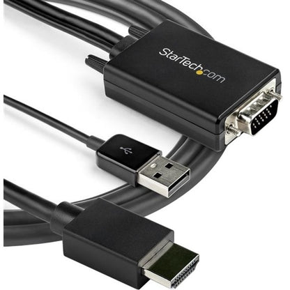 StarTech.com Câble convertisseur VGA vers HDMI de 2 m avec prise en charge audio USB - Câble adaptateur vidéo analogique vers numérique 1080p - VGA mâle vers HDMI mâle VGA2HDMM2M