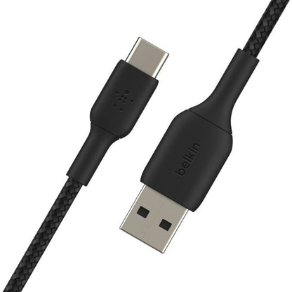 Câble tressé USB-C vers USB-A Belkin BoostCharge (2 mètres / 6,6 pieds, noir) CAB002BT2MBK