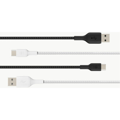 Câble tressé USB-C vers USB-A Belkin BoostCharge (2 mètres / 6,6 pieds, noir) CAB002BT2MBK