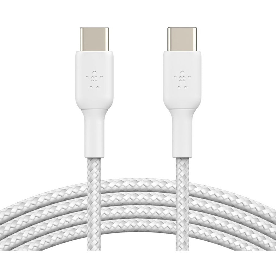 Belkin Braided USB-C to USB-C Cable (1m / 3.3ft, White) CAB004BT1MWH