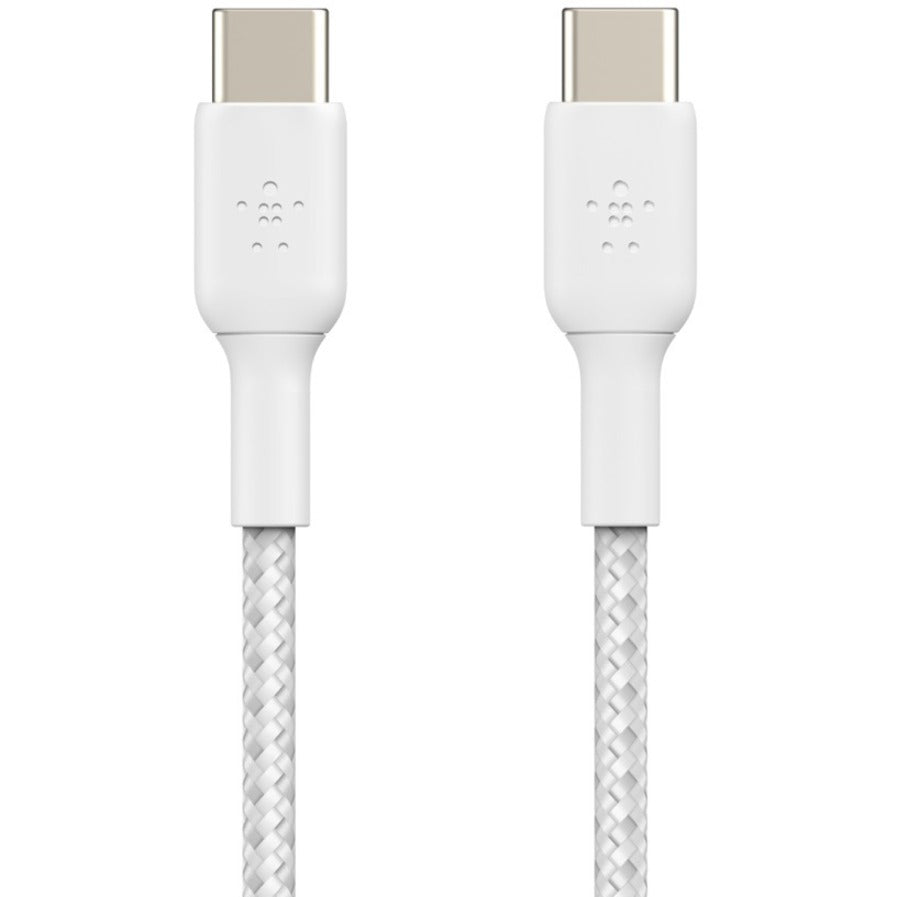 Belkin Braided USB-C to USB-C Cable (1m / 3.3ft, White) CAB004BT1MWH