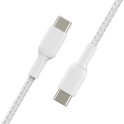 Belkin Braided USB-C to USB-C Cable (1m / 3.3ft, White) CAB004BT1MWH