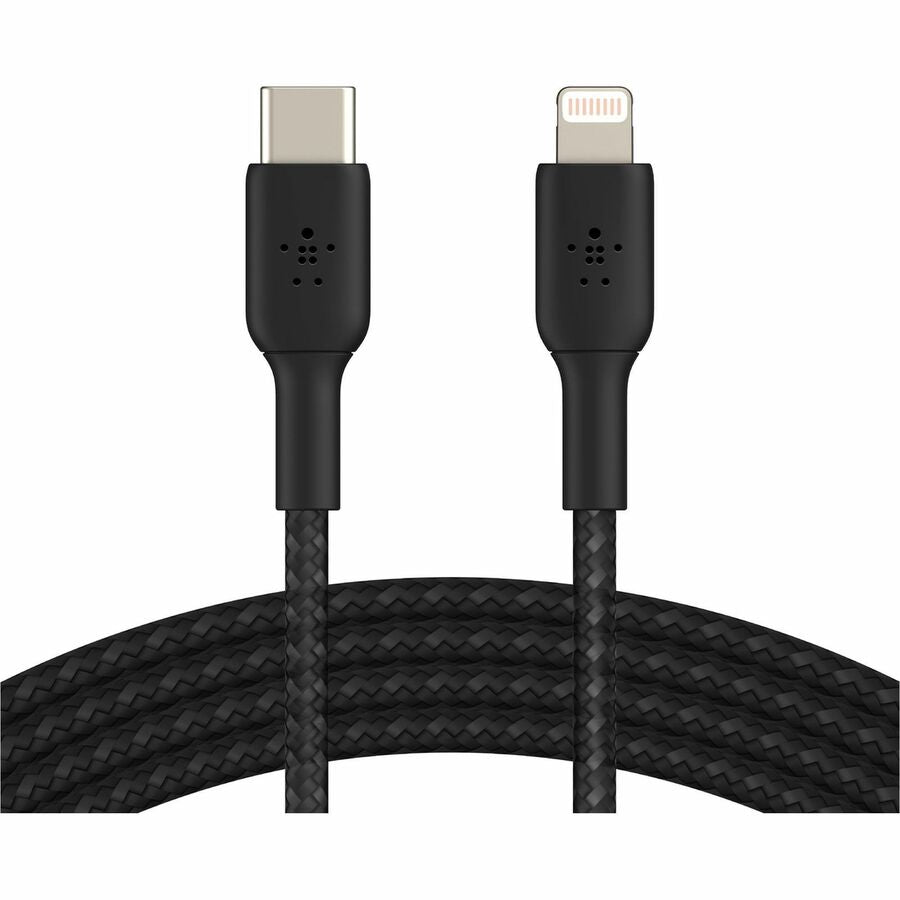 Câble USB-C vers Lightning 30 W Belkin - Nylon tressé - M/M - 2 m/6,6 pi - Noir CAA004BT2MBK