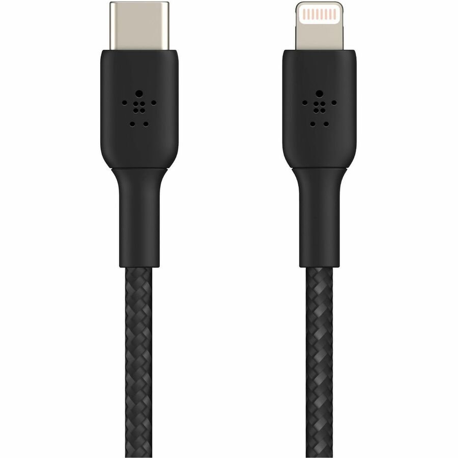 Câble USB-C vers Lightning 30 W Belkin - Nylon tressé - M/M - 2 m/6,6 pi - Noir CAA004BT2MBK