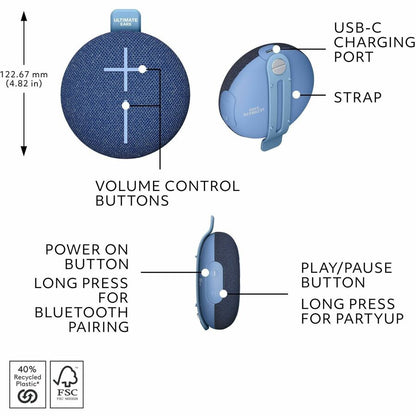 Système d'enceintes Bluetooth portables Ultimate Ears MINIROLL - Majestic Blue 984-002020