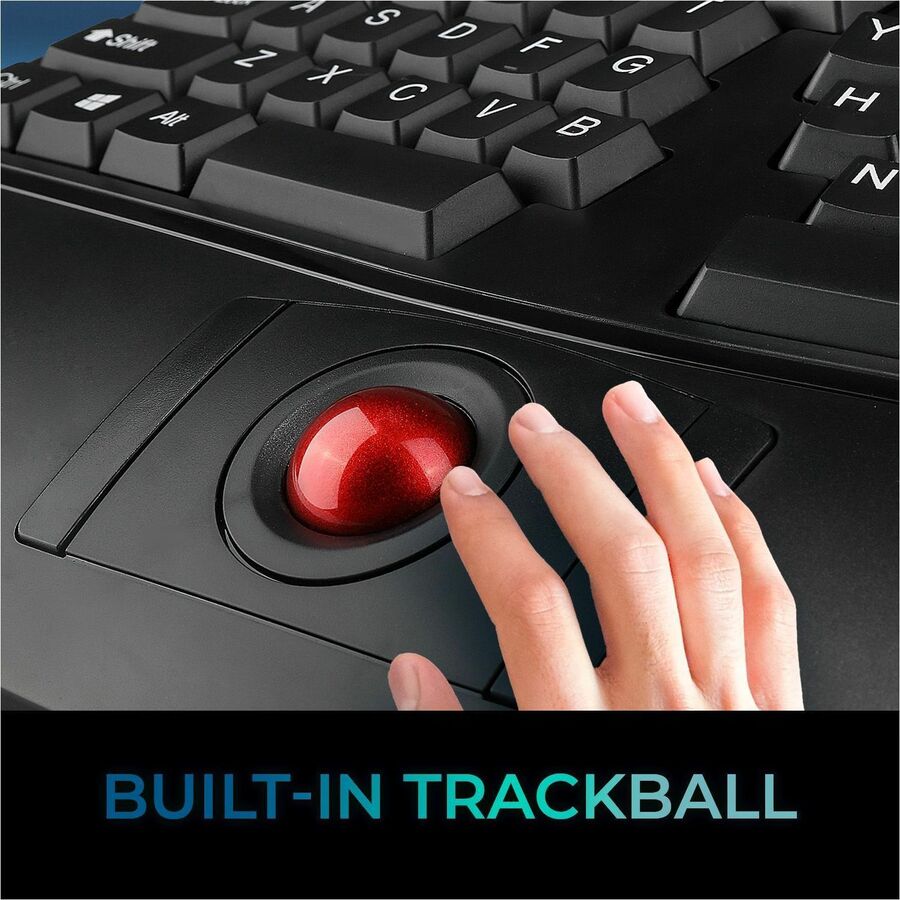 Clavier à boule de commande ergonomique sans fil Adesso 2,4 GHz WKB-3500UB
