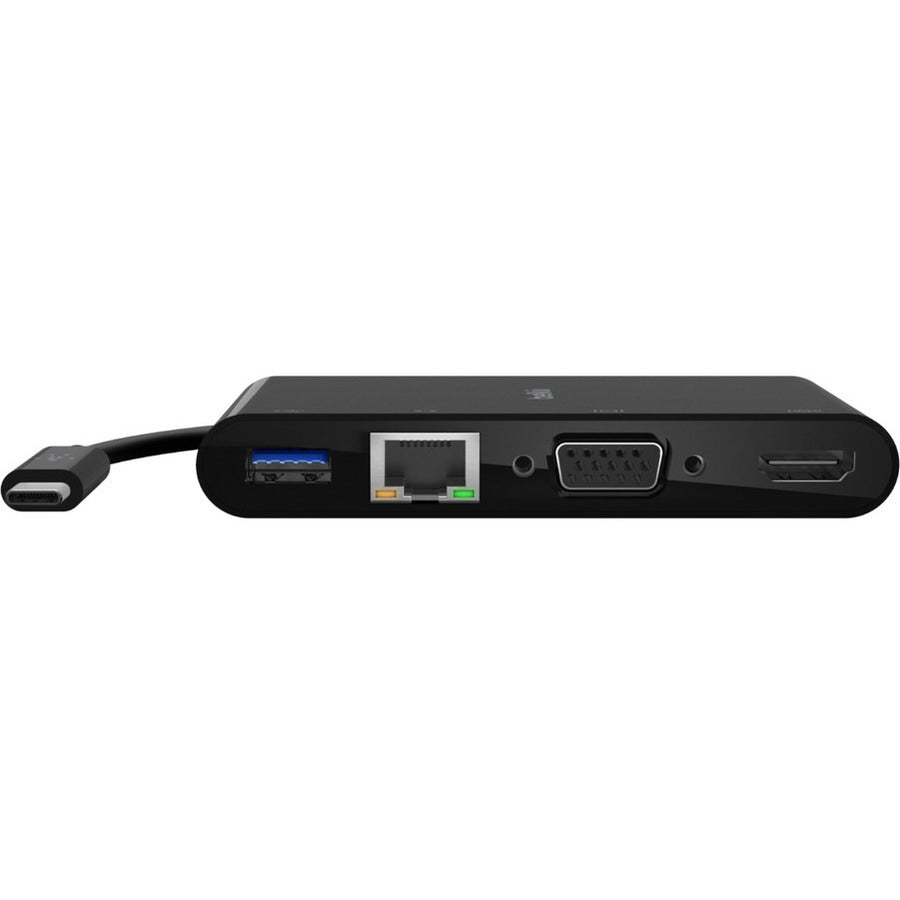 Adaptateur multiport USB-C Belkin, USB-C vers HDMI - USB A 3.0 - VGA - Ethernet, jusqu'à une résolution 4K AVC005BK-BL