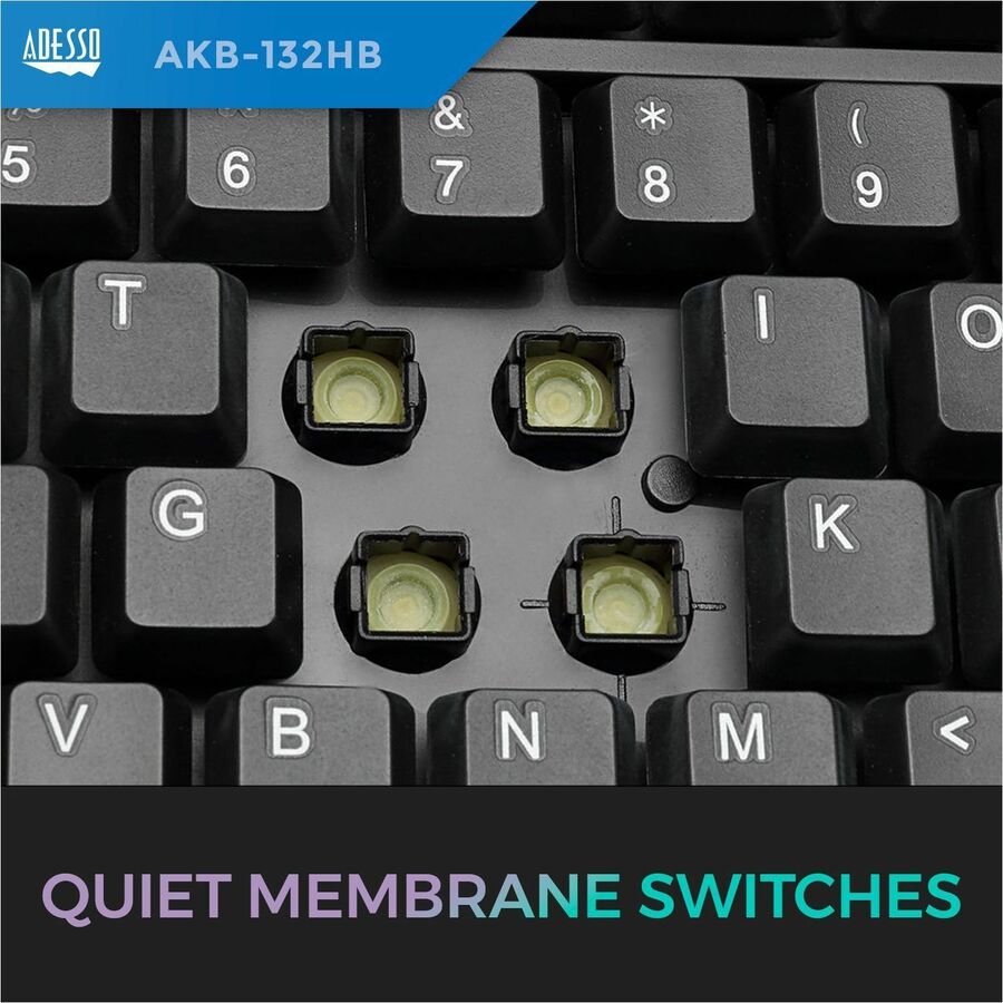 Clavier de bureau multimédia Adesso avec concentrateur USB à 3 ports AKB-132HB