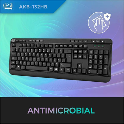 Clavier de bureau multimédia Adesso avec concentrateur USB à 3 ports AKB-132HB