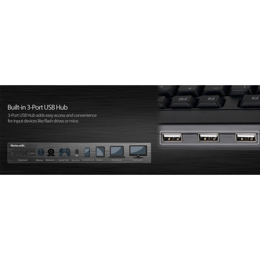 Clavier de bureau multimédia Adesso avec concentrateur USB à 3 ports AKB-132HB