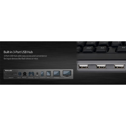 Clavier de bureau multimédia Adesso avec concentrateur USB à 3 ports AKB-132HB