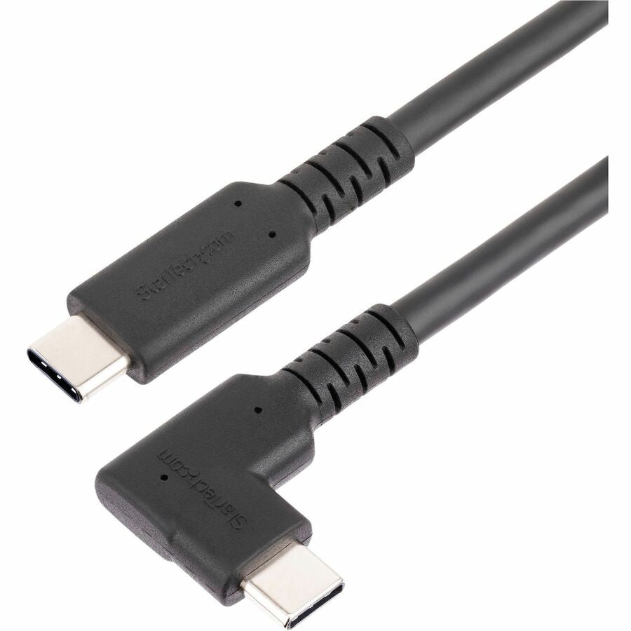StarTech.com Câble USB-C robuste à angle droit de 50 cm, USB 3.2 Gen 2 (10 Gbit/s), câble de transfert de données USB C vers C, 100 W PD, 4K 60 Hz, câble USB-C à 90 degrés RUSB31CC50CMBR