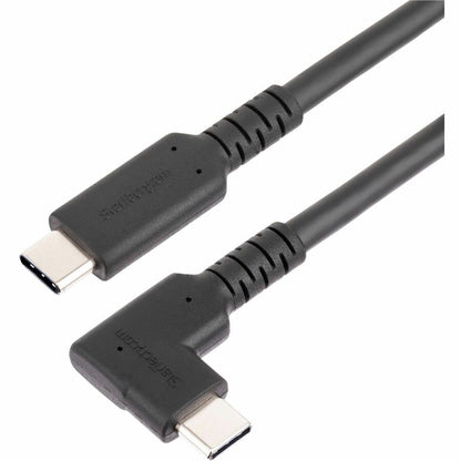StarTech.com Câble USB-C robuste à angle droit de 50 cm, USB 3.2 Gen 2 (10 Gbit/s), câble de transfert de données USB C vers C, 100 W PD, 4K 60 Hz, câble USB-C à 90 degrés RUSB31CC50CMBR