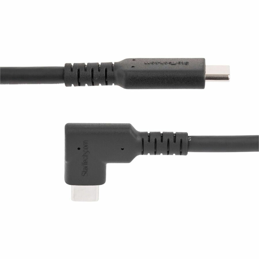 StarTech.com Câble USB-C robuste à angle droit de 50 cm, USB 3.2 Gen 2 (10 Gbit/s), câble de transfert de données USB C vers C, 100 W PD, 4K 60 Hz, câble USB-C à 90 degrés RUSB31CC50CMBR
