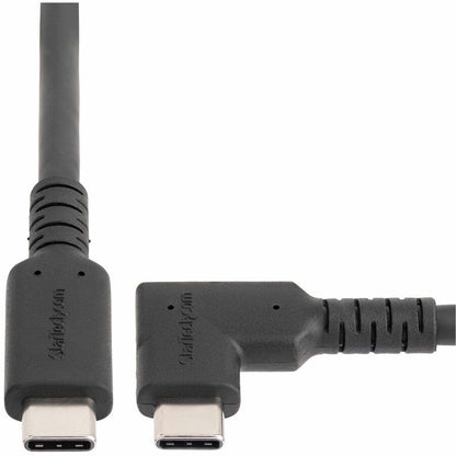 StarTech.com Câble USB-C robuste à angle droit de 50 cm, USB 3.2 Gen 2 (10 Gbit/s), câble de transfert de données USB C vers C, 100 W PD, 4K 60 Hz, câble USB-C à 90 degrés RUSB31CC50CMBR