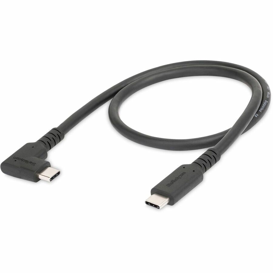 StarTech.com Câble USB-C robuste à angle droit de 50 cm, USB 3.2 Gen 2 (10 Gbit/s), câble de transfert de données USB C vers C, 100 W PD, 4K 60 Hz, câble USB-C à 90 degrés RUSB31CC50CMBR