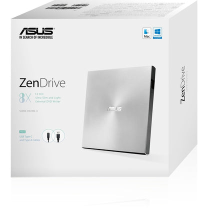 Asus ZenDrive SDRW-08U9M-U DVD-Writer - External - Silver SDRW-08U9M-U/SIL/G/AS/P2G