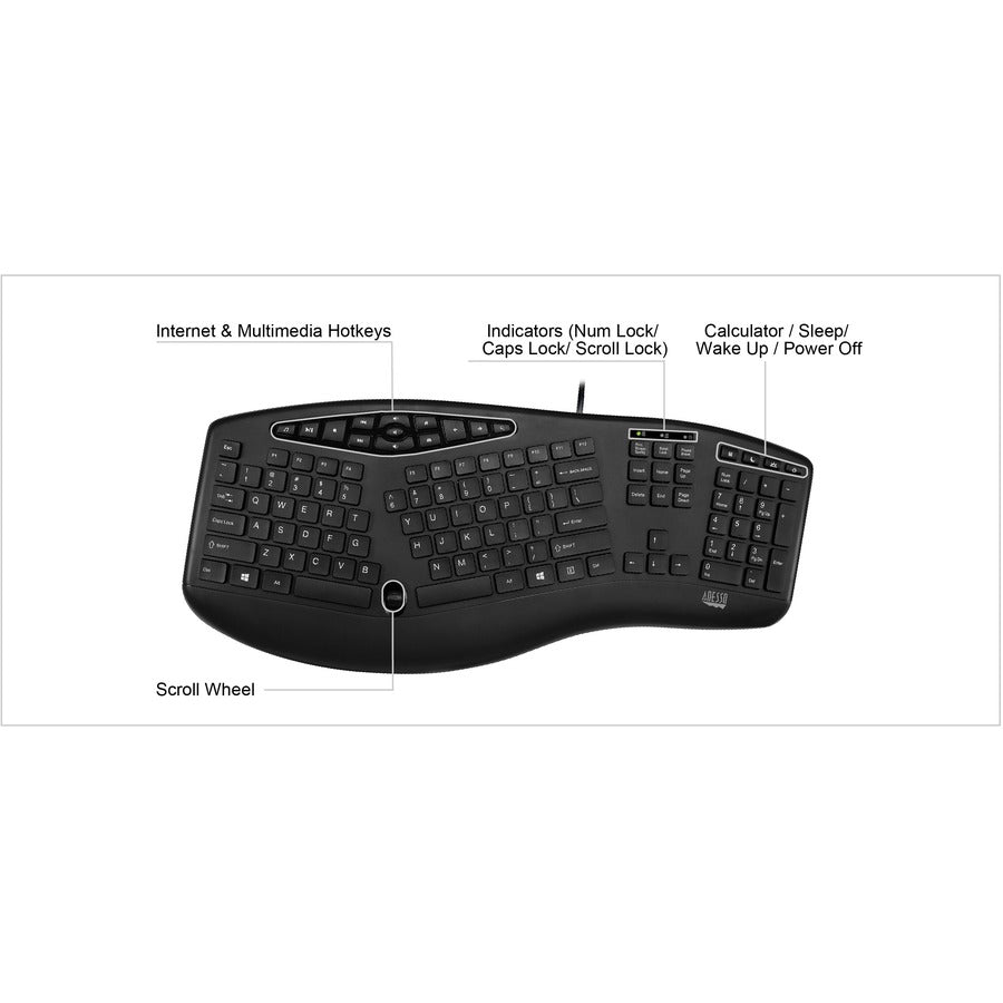 Clavier de bureau ergonomique Adesso TruForm AKB-160UB