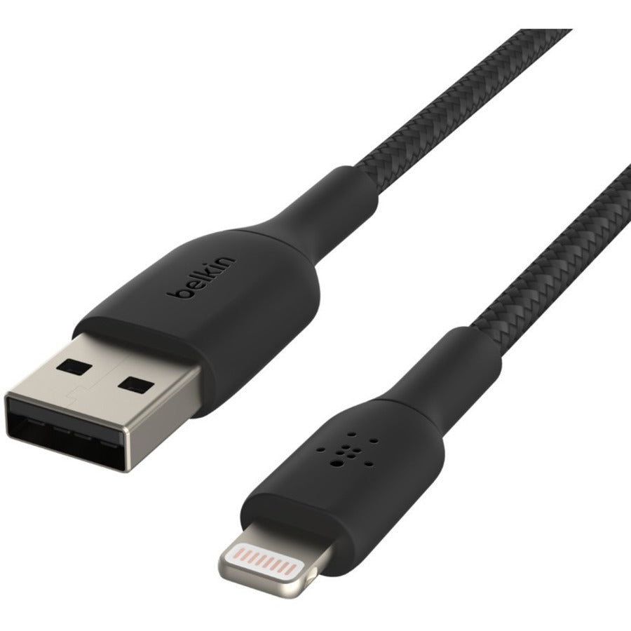 Câble tressé Lightning vers USB-A Belkin BoostCharge (1 mètre / 3,3 pieds, noir) CAA002BT1MBK