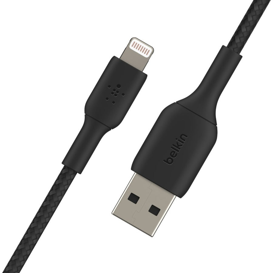 Câble tressé Lightning vers USB-A Belkin BoostCharge (1 mètre / 3,3 pieds, noir) CAA002BT1MBK