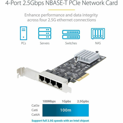 StarTech.com 4-Port 2.5G NBASE-T PCIe Network Card, Computer Network Card Interface, Intel&reg; I225-V, Quad-Port Ethernet, Multi-Gigabit NIC PR42GI-NETWORK-CARD