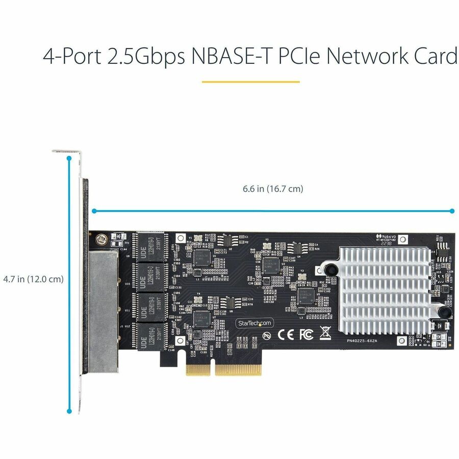 StarTech.com 4-Port 2.5G NBASE-T PCIe Network Card, Computer Network Card Interface, Intel&reg; I225-V, Quad-Port Ethernet, Multi-Gigabit NIC PR42GI-NETWORK-CARD