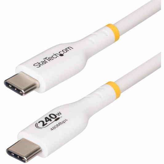 StarTech.com 3ft White USB-C Charging Cable, USB-IF Certified USB C Cable, 240W PD EPR, USB 2.0 Type-C Laptop Charger Cord, TPE Jacket USB2EPR3FW