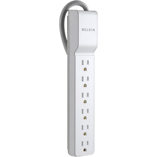 Belkin 6 Outlet Home/Office Surge Protector - 2.5 foot Cable - White - 555 Joules BE106000-2.5