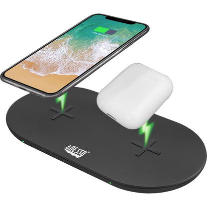 Chargeur rapide sans fil à double bobine certifié Qi Adesso 15 W Max AUH-1040