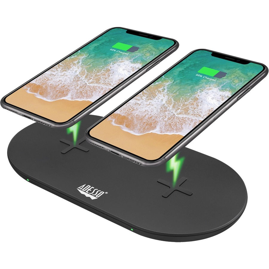 Chargeur rapide sans fil à double bobine certifié Qi Adesso 15 W Max AUH-1040
