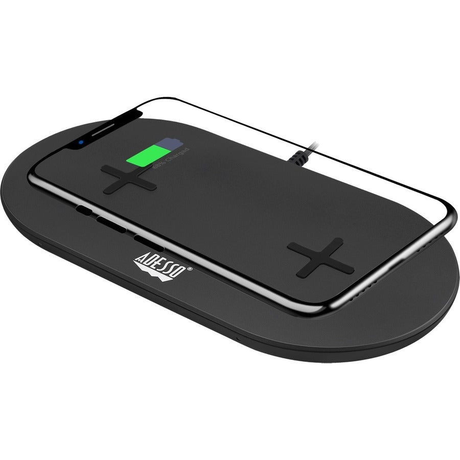 Chargeur rapide sans fil à double bobine certifié Qi Adesso 15 W Max AUH-1040