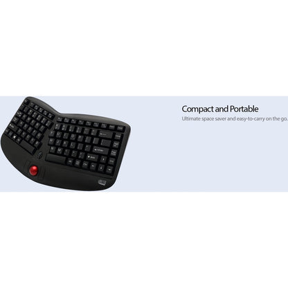 Clavier sans fil ergonomique à boule de commande Adesso Tru-Form Media 3150 - 2,4 GHz WKB-3150UB