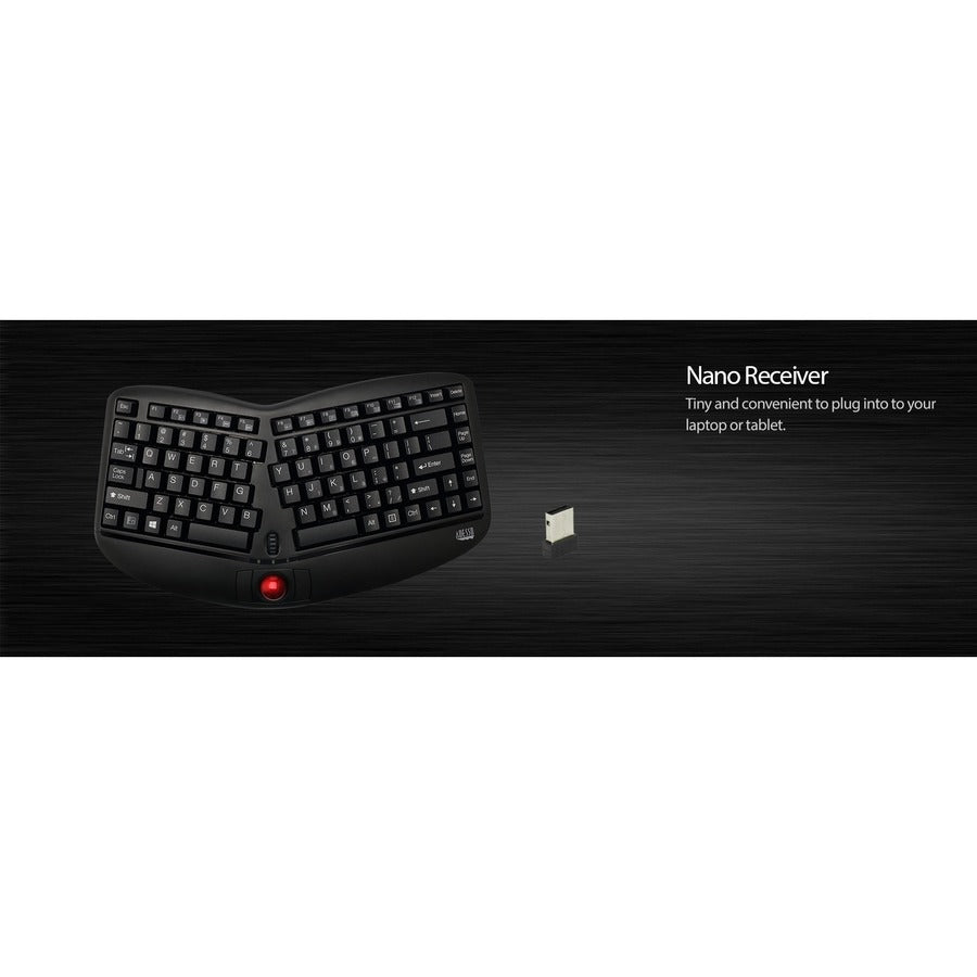 Clavier sans fil ergonomique à boule de commande Adesso Tru-Form Media 3150 - 2,4 GHz WKB-3150UB
