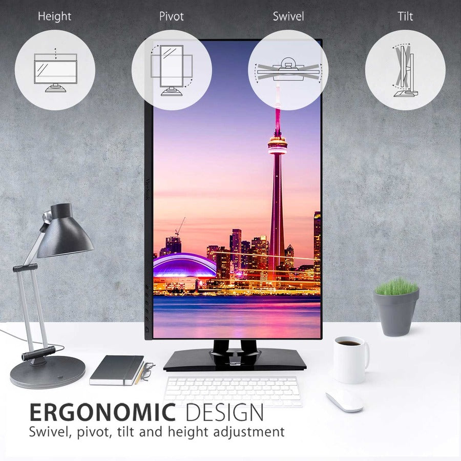 ViewSonic VP2756-2K 27 Inch IPS 1440p Ergonomic Monitor with Ultra-Thin Bezels, Color Accuracy, Pantone Validated, 60W USB C VP2756-2K