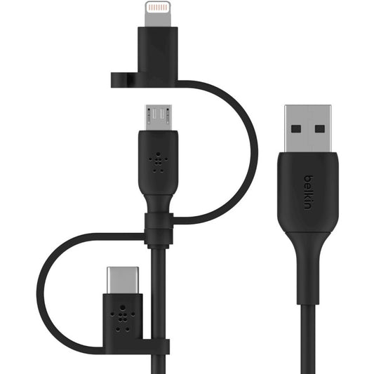 Câble universel Belkin 15 W (câble USB-A avec connecteurs USB-C, Micro-USB et Lightning) CAC001BT1MBK