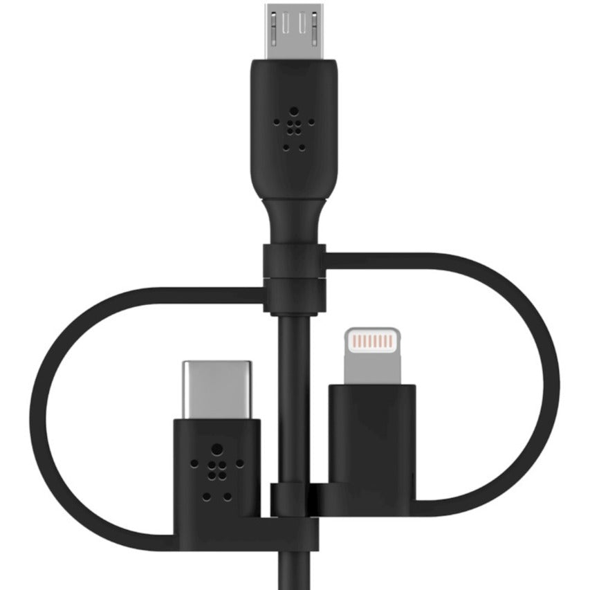 Câble universel Belkin 15 W (câble USB-A avec connecteurs USB-C, Micro-USB et Lightning) CAC001BT1MBK