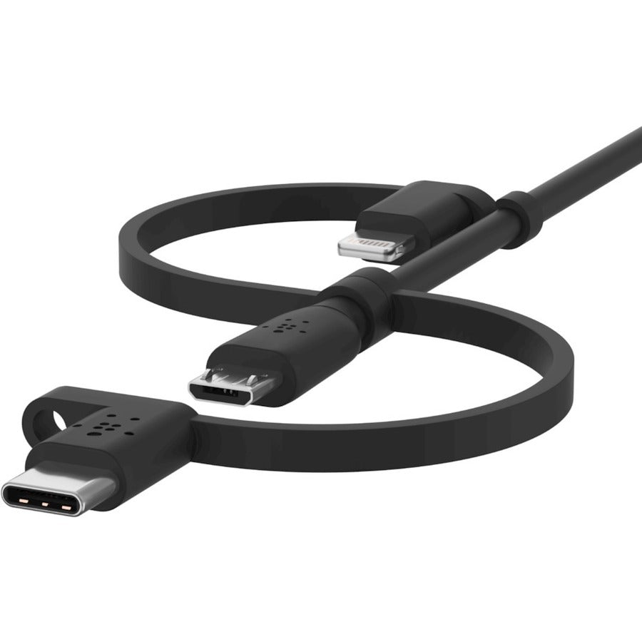 Câble universel Belkin 15 W (câble USB-A avec connecteurs USB-C, Micro-USB et Lightning) CAC001BT1MBK