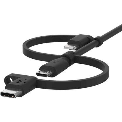 Câble universel Belkin 15 W (câble USB-A avec connecteurs USB-C, Micro-USB et Lightning) CAC001BT1MBK